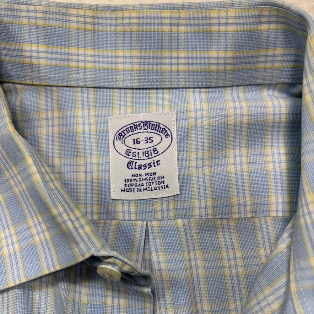 Brooks Brothers Non-Iron Supima Cotton Plaid Dress Shirt 16-35 #1111 - Picture 3 of 9